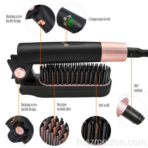 Peigne brosse à lisser la barbe électrique en céramique